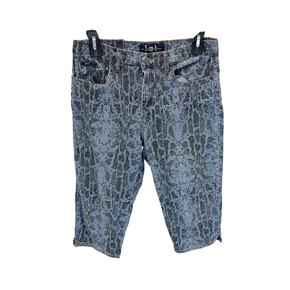 Vintage LEI Denim Snakeskin Jean Capri Pants Midi Shorts Y2K Bratz - Size 11